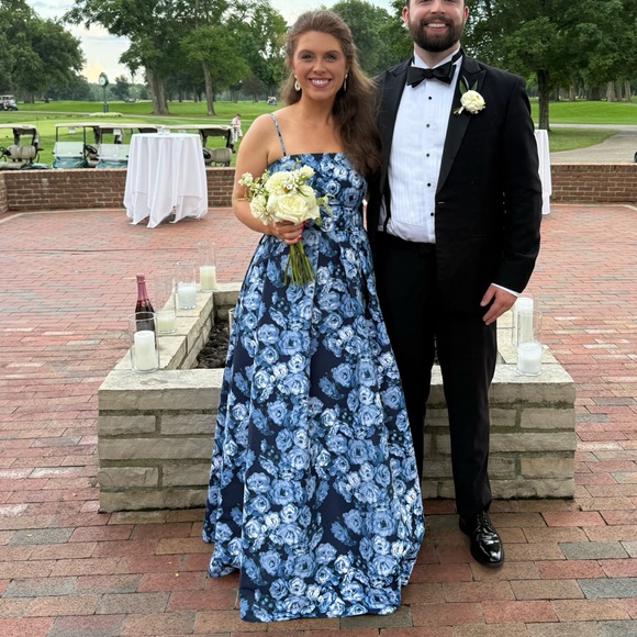 Sachin + Babi Blue Floral Wedding Dress
